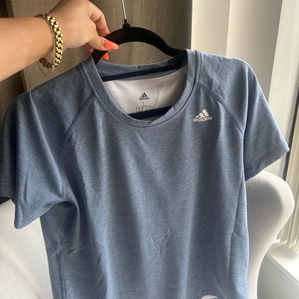 Adidas Blue Short Sleeve Tee Classic Crew Neck